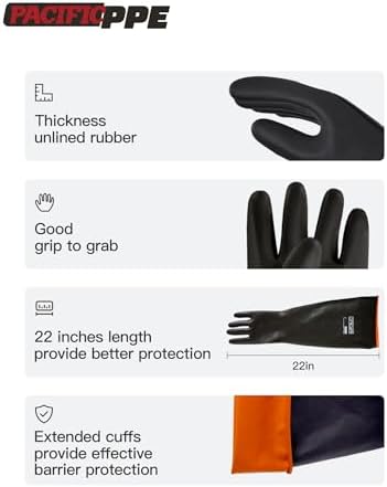 PACIFIC PPE 22 Inch Latex Chemical Resistant Gloves, Heavy Duty, Waterproof - Image 2