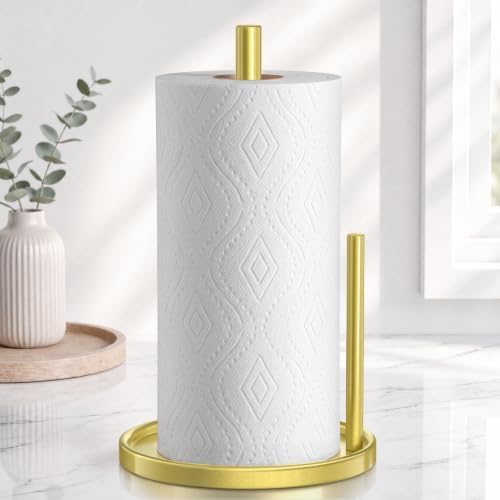 Paper Towel Holder Gold for Kitchen Countertop Roll Holder Weighted Base - Image 7