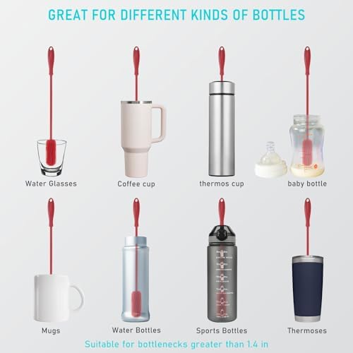 Silicone Bottle Brush, 15.7" Water Bottle Cleaner Brush - Image 2