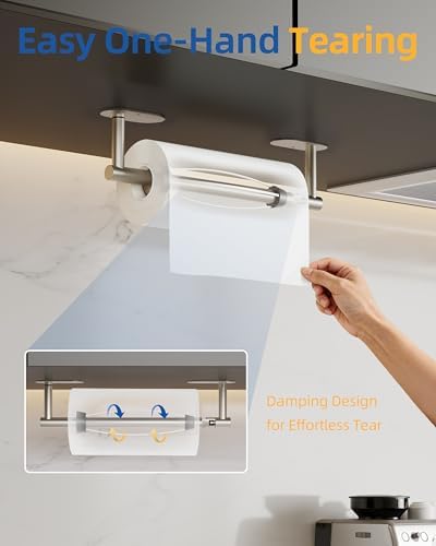 RUACQ Paper Towel Holder Under Cabinet, One Hand Tearing - Image 2