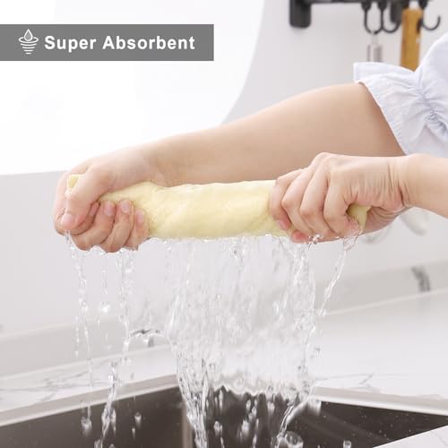 Homaxy 12 Pack Super Soft Absorbent Dish Towels, Cream Yellow - Image 3