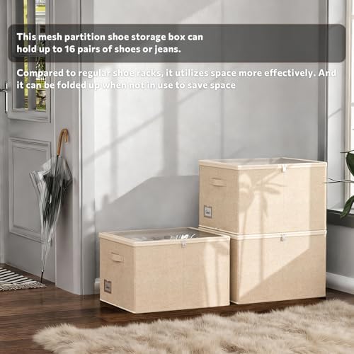 Shoe Organizer for Closet, 2 Pack Foldable Shoe Storage Box - Image 5