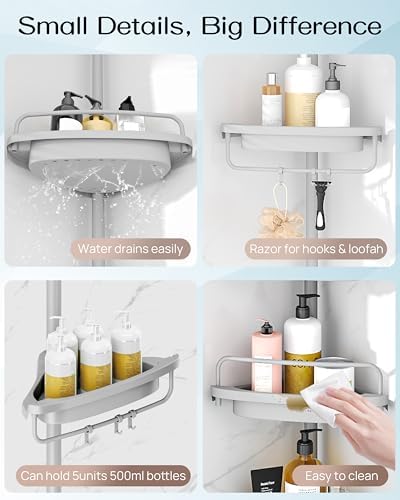 ALLZONE Corner Shower Caddy Tension Pole, Extendable Rustproof Stainless Steel - Image 6