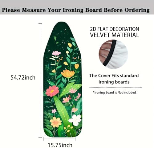 Nuxovilar Colorful Flowers Dark Green Ironing Board Cover 15x54 - Image 4