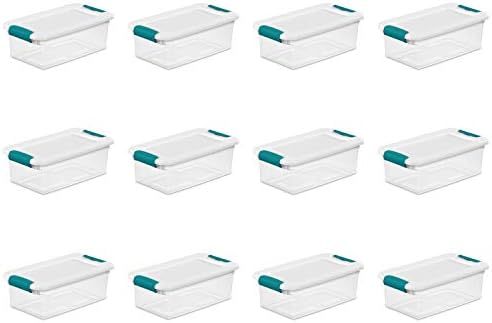 Sterilite 6 Quart Latching Box, Small Clear Plastic Storage, 12 Pack by Sterilite