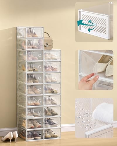 SONGMICS Stackable Shoe Boxes, Ventilated Clear - Image 4