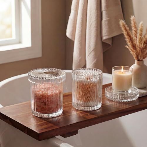 rejomiik 2 Pack Thick Glass Qtip Holder Apothecary Jars - Image 7