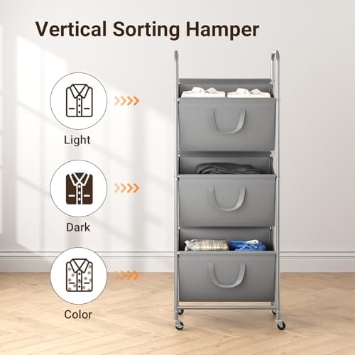 ELYKEN 3-Tier Vertical Rolling Laundry Hamper - Image 7