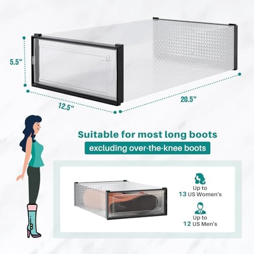 8-Piece Boot and Shoe Storage Box, Stackable Clear Plastic Shoe Box, - Image 3