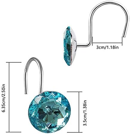 12 Pcs Bling Rhinestones Shower Curtain Hooks Bathroom Rolling Hooks - Image 4