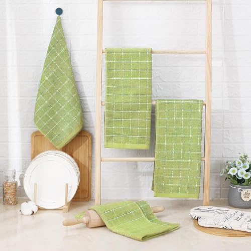 Homaxy 100% Cotton Terry Kitchen Towels, 6 Pack, Sage Green - Image 6