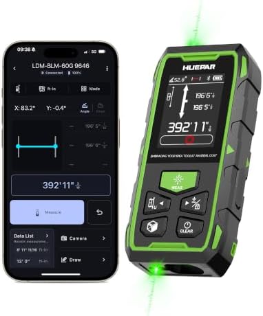 Huepar 2026 Upgraded Dual Laser Measuring Tool 395Ft, Phone App by Huepar