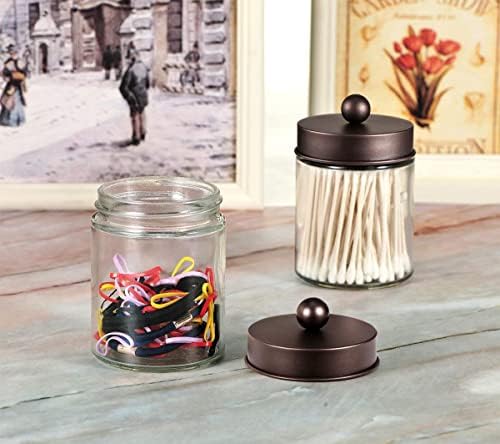 Amolliar Glass Apothecary Jar Qtip Holder w/Metal Lid - Image 5
