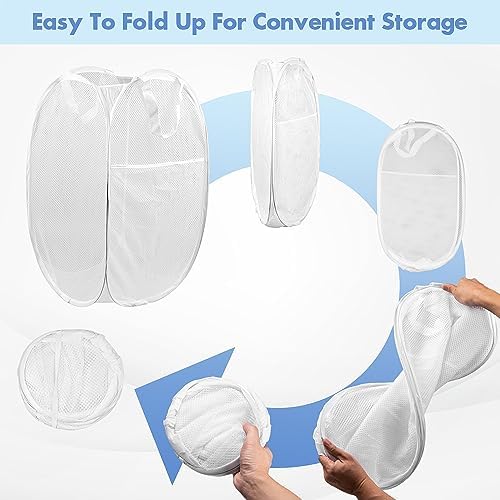2 Pack Pop Up Laundry Hampers, 70 L Collapsible Foldable Mesh Basket - Image 5