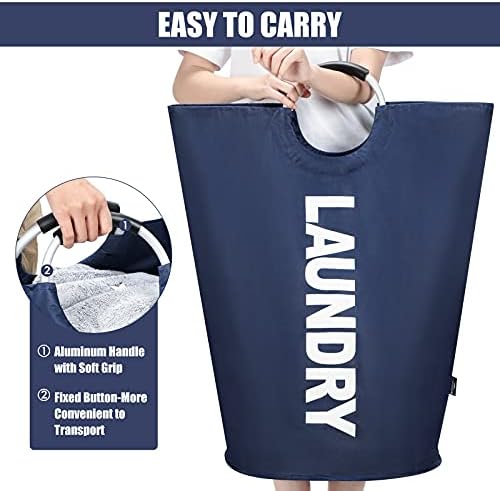 DOKEHOM 125L X-Large Laundry Basket Bag, Collapsible Tall Hamper, Dark Blue - Image 4