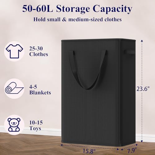Optish 50L Slim Laundry Hamper, Small Laundry Basket - Image 3