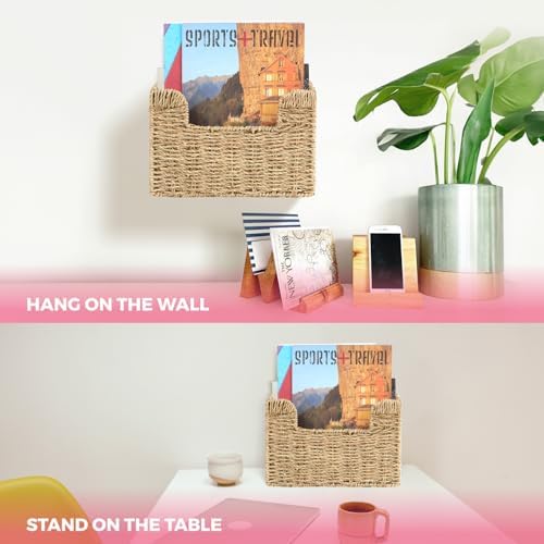 Handwoven Seagrass Wall Magazine Holder - Image 5