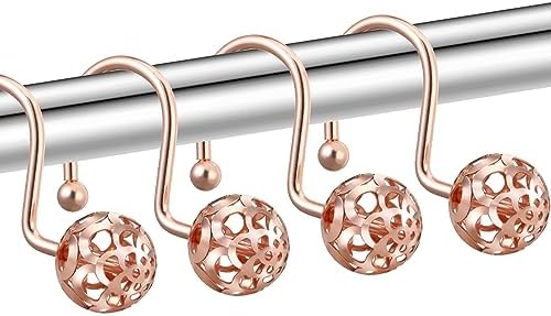 Gracelife 12Pcs Hollow Ball Shower Curtain Hooks Luxury Quality Rustproof - Image 3