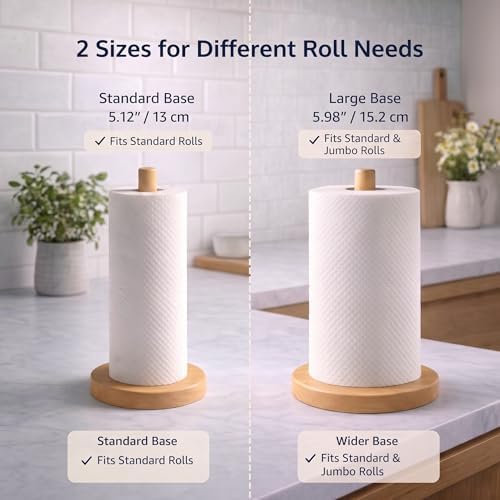 Wooden Paper Towel Holder for Countertop, Solid Beech Wood Stand - Image 3