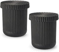 Matte Black Thick Glass Bathroom Qtip Holder, 2 Pack by MKOSAB