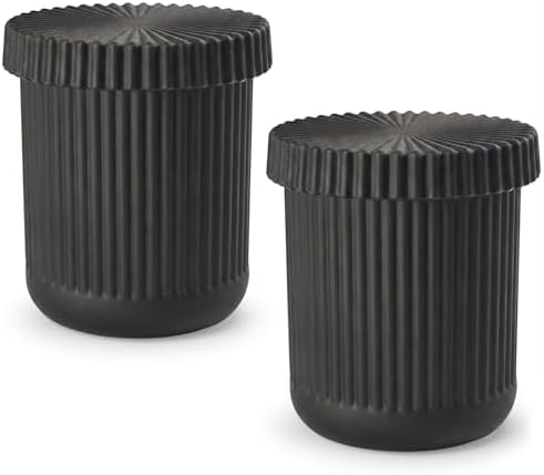 Matte Black Thick Glass Bathroom Qtip Holder, 2 Pack by MKOSAB