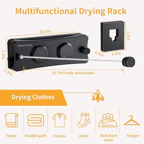 Retractable Clothesline, 16.7 Ft Stainless Wire Double Clothes Line - Image 2