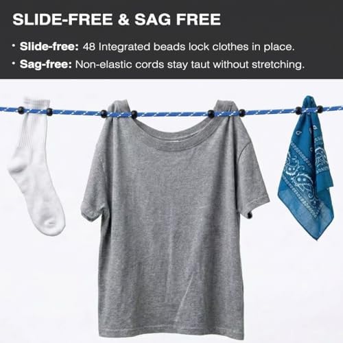 2 Pack Travel Clothesline, No Clothespins Needed, 48 Beads, Winders & Bags - Image 4