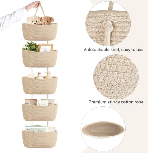 Dahey Over The Door Hanging Basket Storage 5-Tier Woven Wall Basket - Image 5
