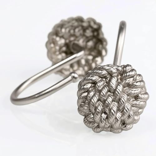 Brushed Nickel Shower Curtain Hooks: Rust Proof Metal Curtain Rings - Image 2