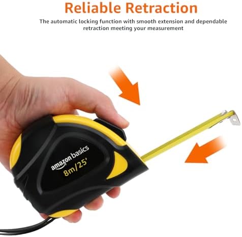 Amazon Basics Self-Locking Tape Measure, Accurate Dual Scale inch/metric - Image 3