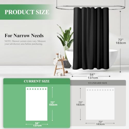 Dynamene Stall Waffle Shower Curtain 256 GSM Heavy Fabric 54x72 Black - Image 2