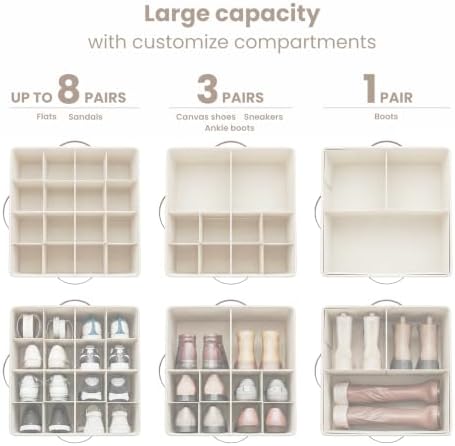 Varhomax Shoe Organizer Box for Closet, Fabric Storage Basket 2 Pack - Image 4