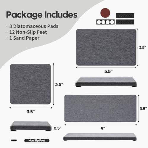 3PCS Water Absorbing Soap Dish Sponge Holder, Diatomite Stone Drying Tray Mat - Image 4