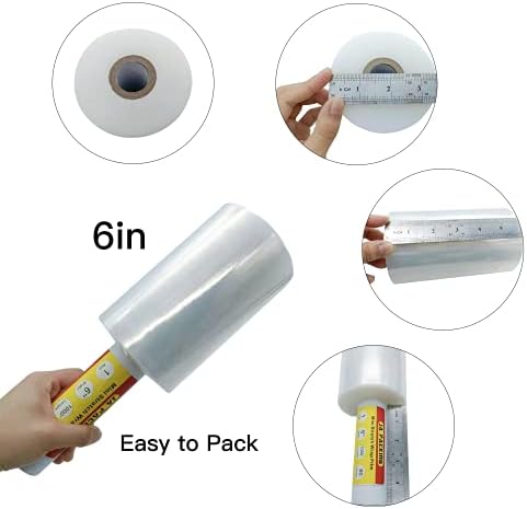 Stretch Wrap Clear Plastic Wrap Roll 6 inch X 1000Ft 80 Guage Industrial Mini - Image 2
