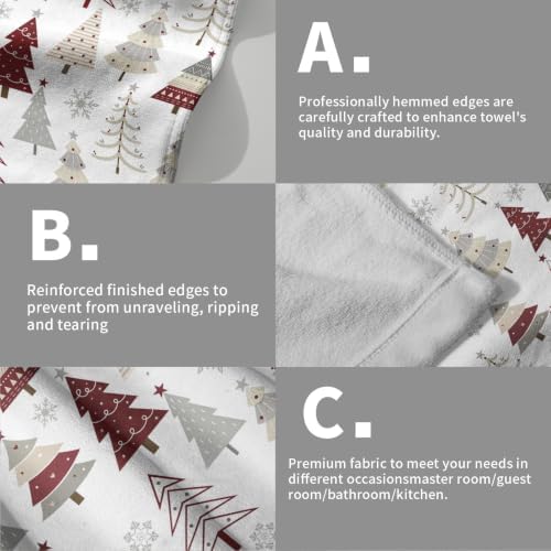 Christmas Tree Bathroom Hand Towels 2PCS 28x14 Inch Christmas Pine Tree Towels - Image 5
