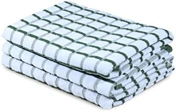 Urban Villa Kitchen Towels Cotton Dish Towels 20”x30” Green Wht by CottonTrends