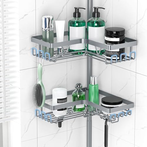DAOYA Corner Shower Caddy Tension Pole, Light Gray - Image 2