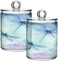 4 Pack Apothecary Jars Bathroom Watercolor Dragonflies Qtip Holder Dispenser by Unknown