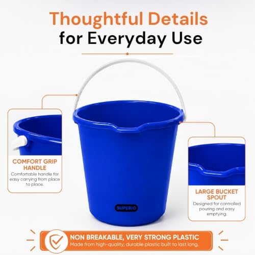Superio 2.75 Gallon Bucket, Plastic Cleaning Pail - Image 5