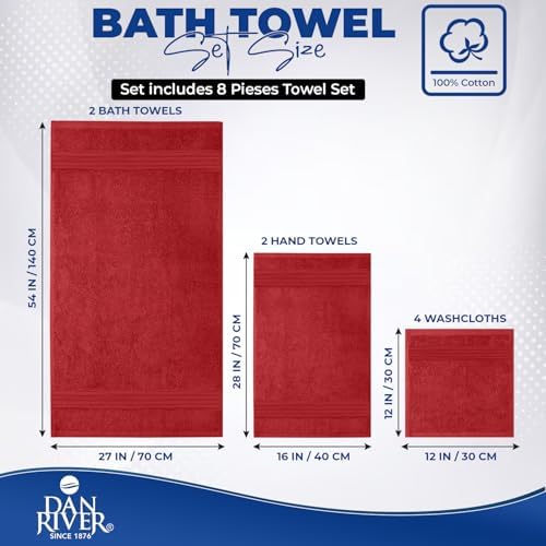DAN RIVER 8 Piece Luxury Bath Towels - Image 2