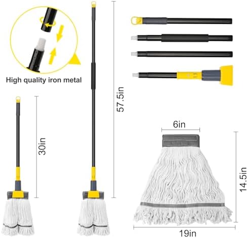 KeFanta 60" Heavy Duty Commercial Mops, Looped-End String Industrial Mop - Image 5