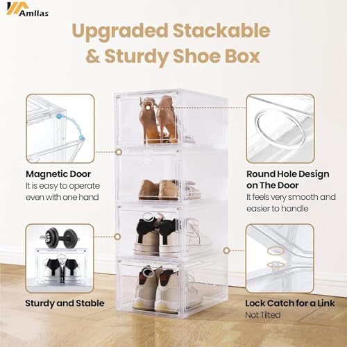 12 Pack Clear Shoe Storage, Stackable Shoe Organizer, Shoe Boxes - Image 3