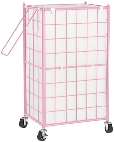 WOWLIVE Rolling Laundry Basket, Metal Wire Frame Laundry Hamper by WOWLIVE