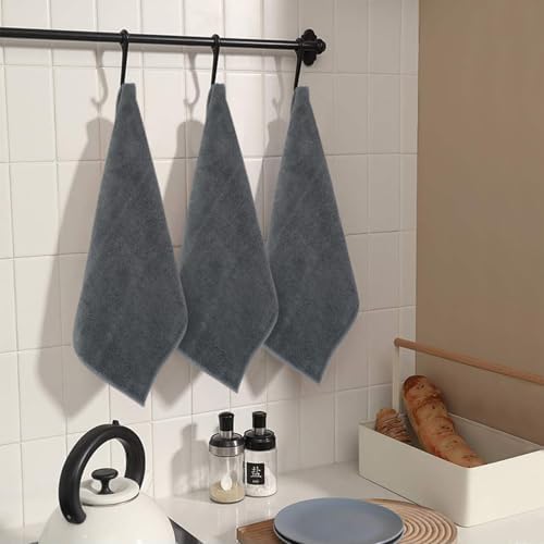 SINLAND Microfiber Cleaning Cloth Kitchen Dish Cloths 12x12in 12 Pack Grey - Image 5