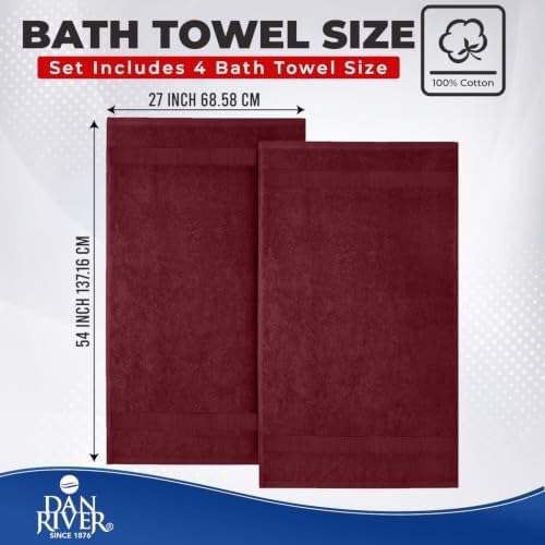 DAN RIVER 600 GSM Cotton Large Bath Towels Set of 4, 27 x 54 Inches - Image 2