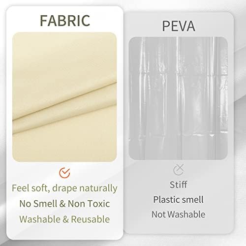 ALYVIA SPRING Waterproof Fabric Shower Curtain or Liner Cream - Image 4