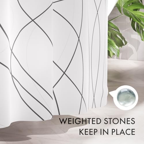 AmazerBath Shower Curtain, Rustic Abstract Black Striped Cloth Shower Curtain - Image 7