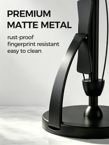 VEHHE Black Paper Towel Holder Countertop, One Hand Tear, EVA Weighted Base - Image 3