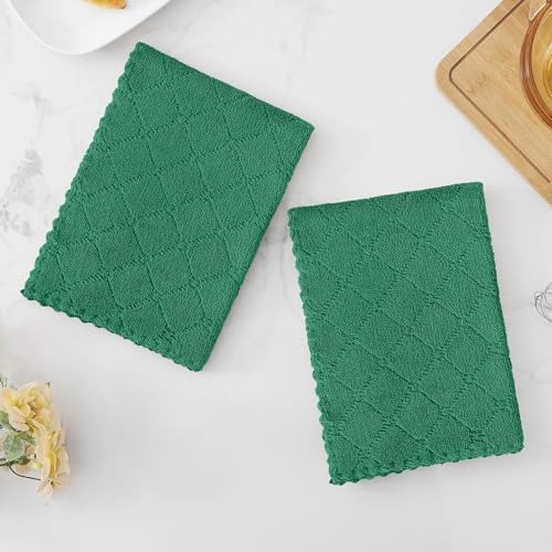Homaxy 12 Pack Super Soft Absorbent Dish Cloths, Dark Green - Image 7