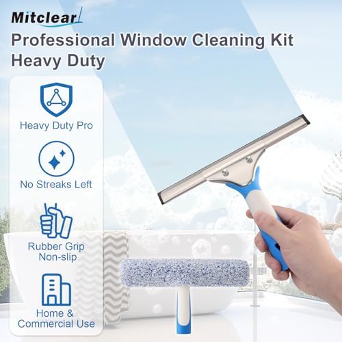 Mitclear Window Cleaning Kit 10IN Squeegee & Scrubber - Image 2
